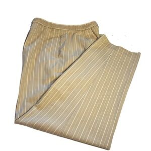 Appleseeds Beige Tan Striped Drawstring Pants Women’s 16 Casual Pull up